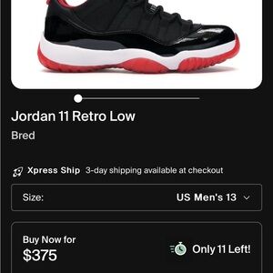 Jordan 11 low BRED size 13